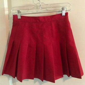 American Apparel Red Pleated Skirt